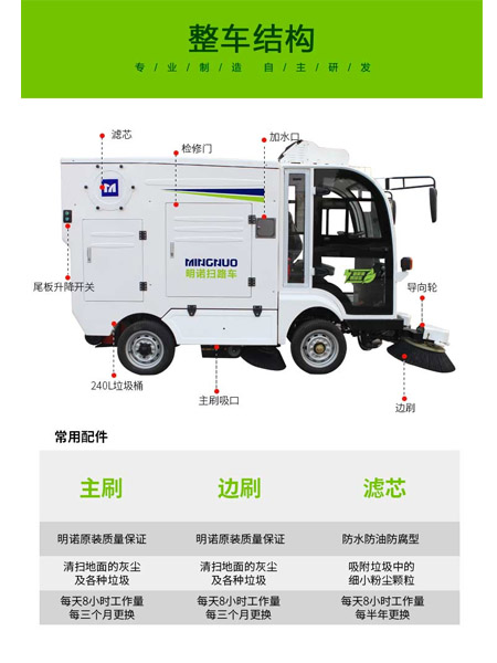 四轮扫路车MN-S1800配备240L标准崆峒垃圾桶